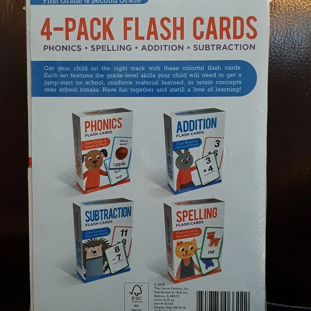 Educational Flash Card Set - Addition, Phonics, Spelling & Subtraction